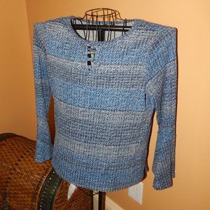 Ladies Hannah Pull-over Blouse - Top - Shirt  Size L   Blue  Long sleeve